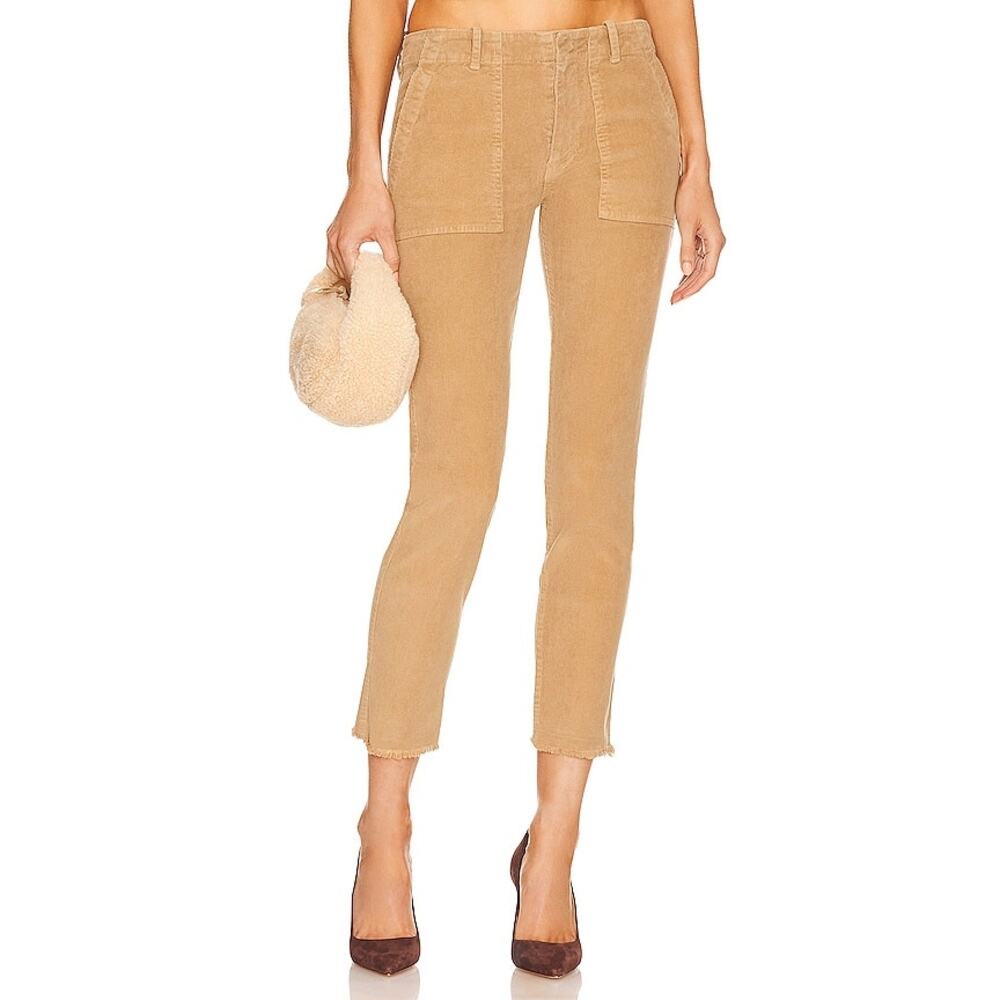 Nili Lotan Women's Jenna Corduroy Cropped Pant Flat Front Khaki Size 2 Nwt